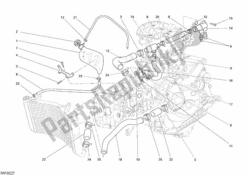 All parts for the Cooling Circuit of the Ducati Monster S4R USA 1000 2007
